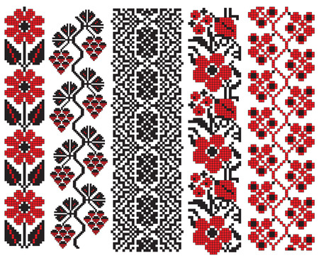 there is a scheme of ukrainian pattern for embroideryのイラスト素材