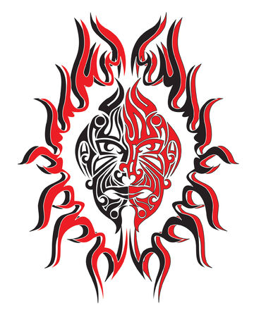 there is a  fire face of demonsのイラスト素材