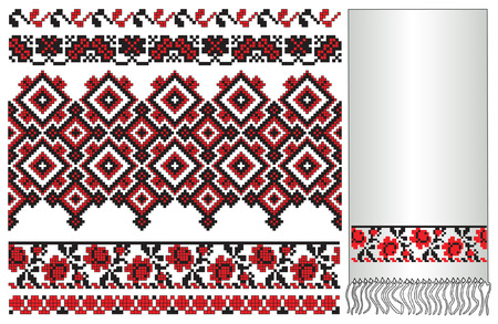 there is a scheme of ukrainian pattern for embroideryのイラスト素材