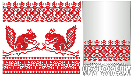 there is a scheme of russian pattern for embroideryのイラスト素材