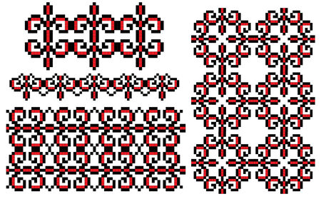 there is a scheme of ukrainian pattern for embroidery  のイラスト素材