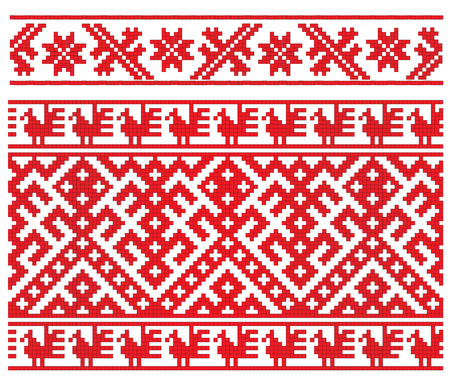 there is a scheme of russion pattern for embroideryのイラスト素材