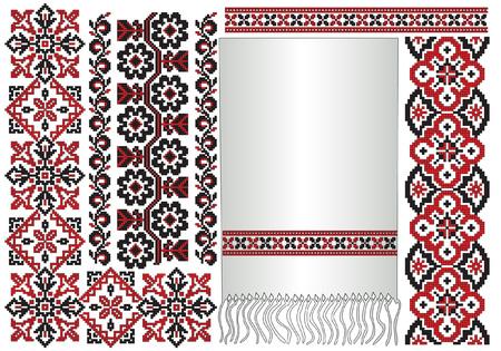 there is a scheme of ukrainian pattern for embroideryのイラスト素材