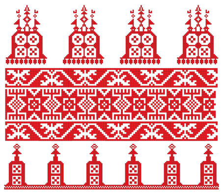 there is a scheme of russian pattern for embroideryのイラスト素材