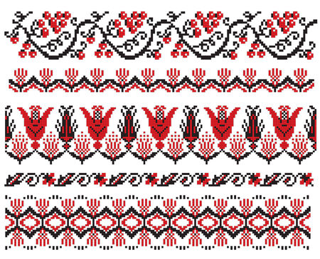 there is a scheme of ukrainian pattern for embroideryのイラスト素材