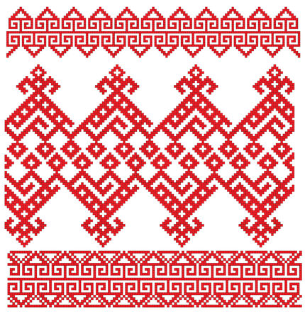 there is a scheme of russian pattern for embroideryのイラスト素材