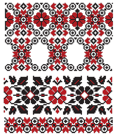there is a scheme of ukrainian pattern for embroidery  のイラスト素材