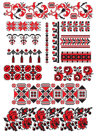 there is a scheme of ukrainian pattern for embroideryのイラスト素材
