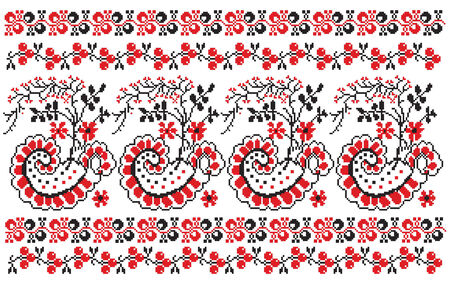 there is a scheme of ukrainian pattern for embroideryのイラスト素材