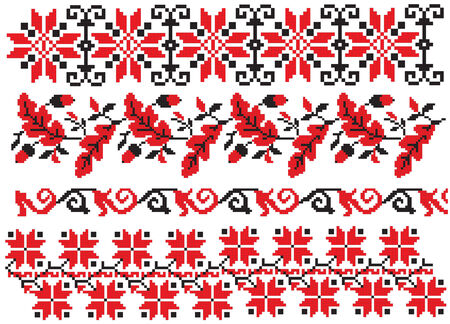there is a scheme of ukrainian pattern for embroideryのイラスト素材