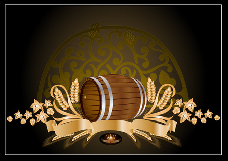 kvass beer wine barrelのイラスト素材