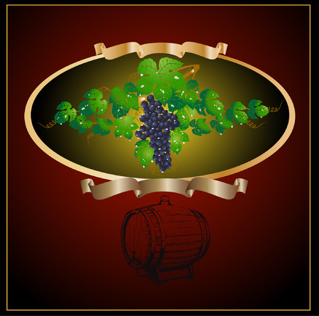 there is a barrel and grapes wine for advertisingのイラスト素材