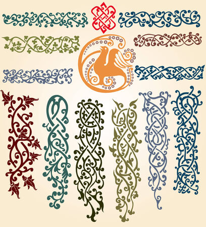 there are slavonic plants pattern and ellementsのイラスト素材