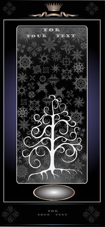there is advertising or banner with pattern and winter tree のイラスト素材