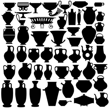 there are many vase bowl jug pitcherのイラスト素材