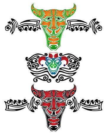 demon fool joker tattoo patternのイラスト素材