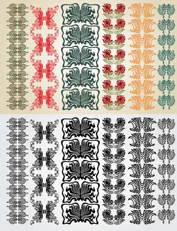 art nouveau colection patternのイラスト素材