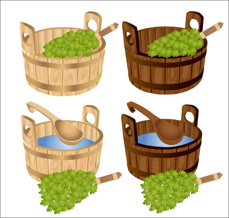 sauna baths house birch twigs tubのイラスト素材