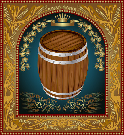 banner barrel advertising wine beerのイラスト素材
