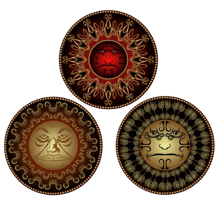 there are thrre face of devil god or sunのイラスト素材