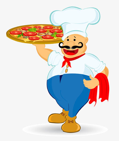 cook with pizzaのイラスト素材