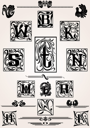 capital letter book old styleのイラスト素材