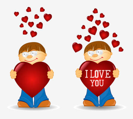 valentine boy with heartのイラスト素材