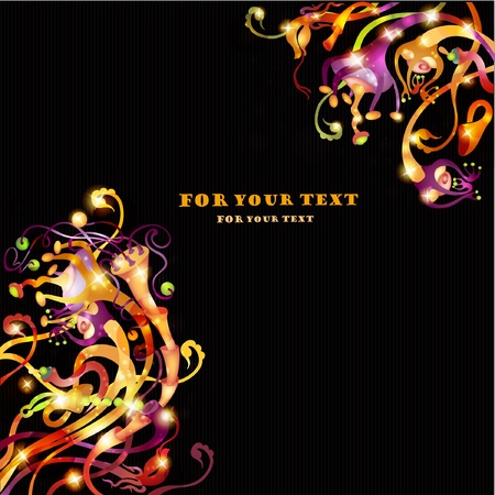 fantasy plant black background space bannerのイラスト素材