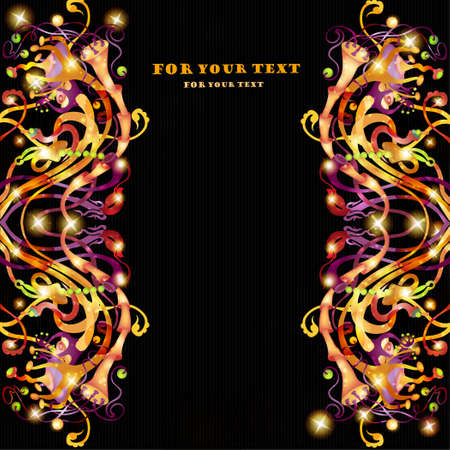 space banner fantasy plant black backgroundのイラスト素材