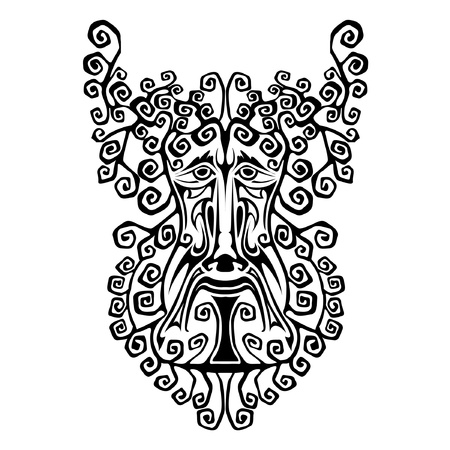 beast demon spirit face tribal tattooのイラスト素材