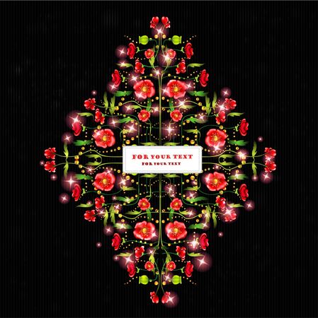 black background poppy color glossy banner labelのイラスト素材