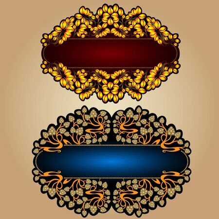grape leaves flower old luxury banner label backgroundのイラスト素材