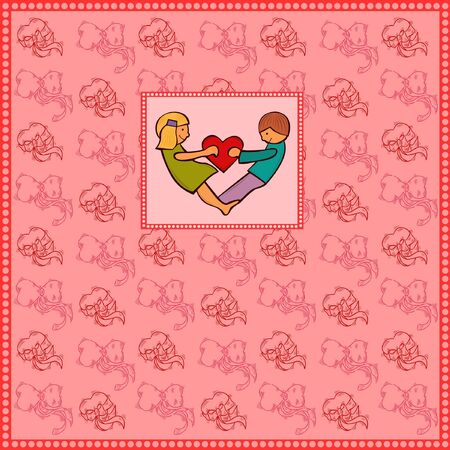 love valentine pink background bannerのイラスト素材