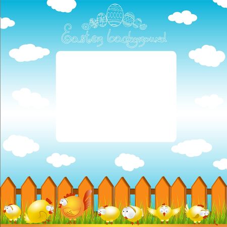 easter egg chicken hen color backgroundのイラスト素材