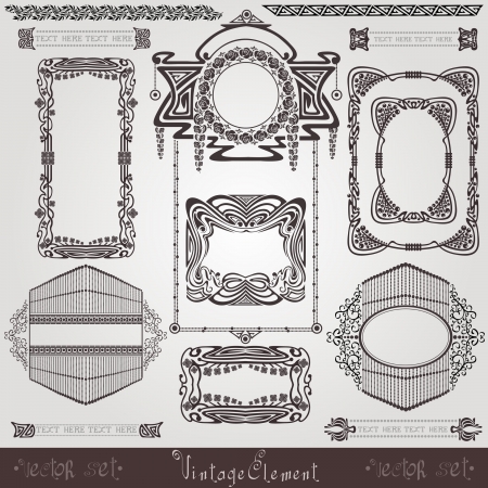 old  banner vintage  label art nouvea frameのイラスト素材