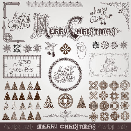 merry christmas element collectionのイラスト素材