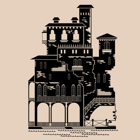 silhouette of vinice buildingのイラスト素材