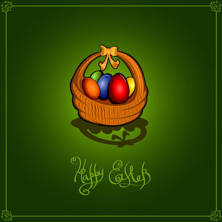 easter background with basket and eggのイラスト素材