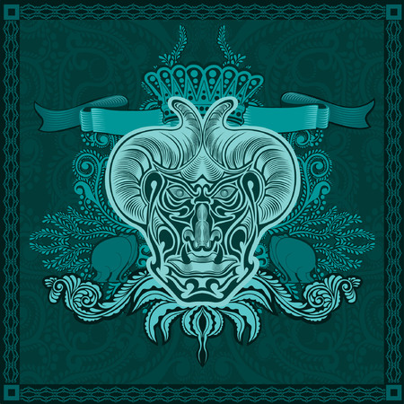 vector design devil head with patern t-shirt styleのイラスト素材