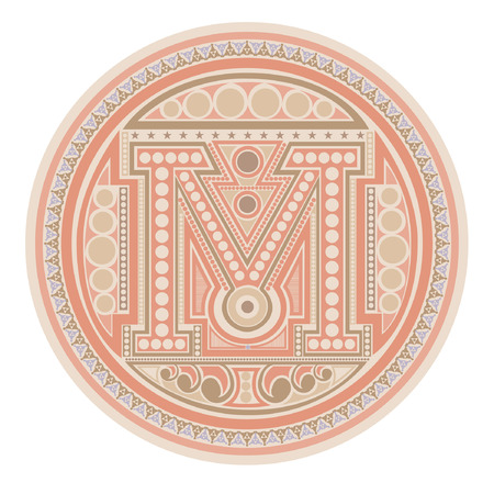 capital letter m circle labelのイラスト素材