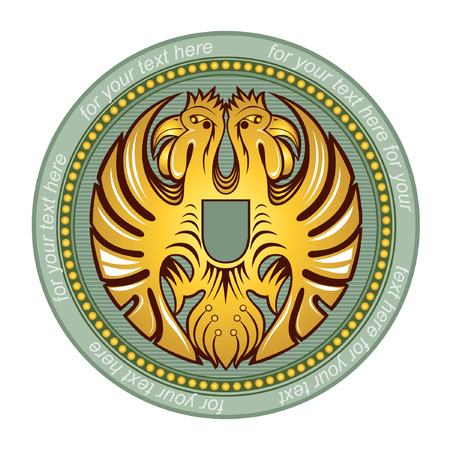 golden two heads eagle circle coast of armのイラスト素材
