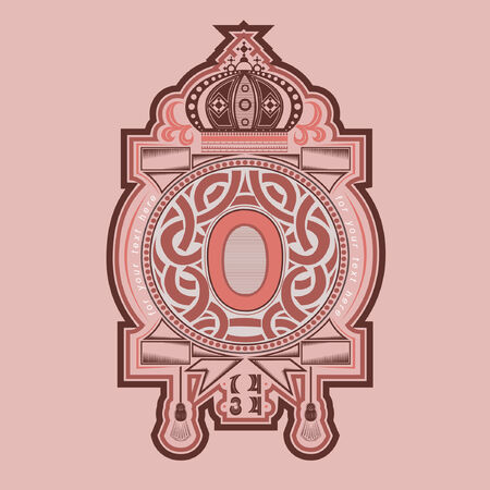 vintage heraldic capital letter o labelのイラスト素材