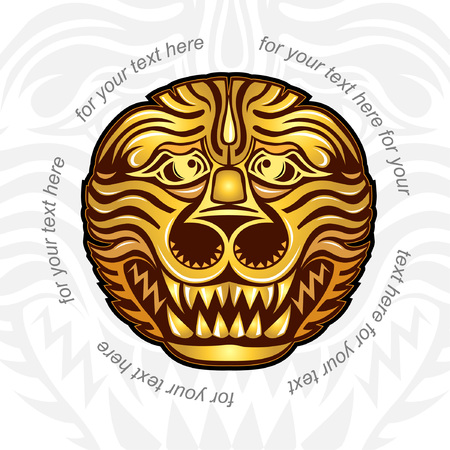 background with golden head of lion tiger or dragonのイラスト素材