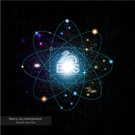 dark background with shinny orbits in space with stars and galaxy in itのイラスト素材