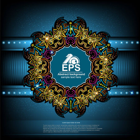 abstarct luxury blue background with shiny flower circle frameのイラスト素材