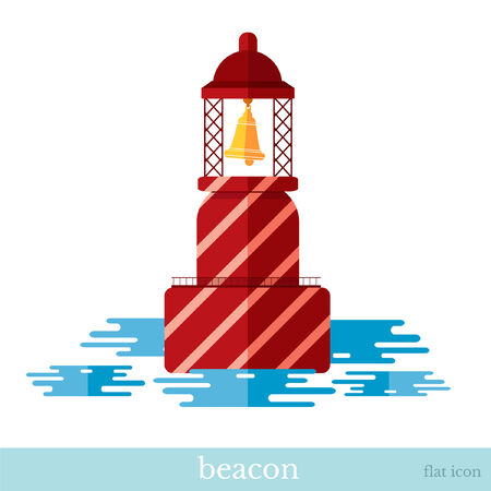 flat icon beacon with sea object on whiteのイラスト素材