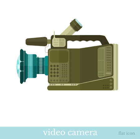 flat icon videocamera object on whiteのイラスト素材