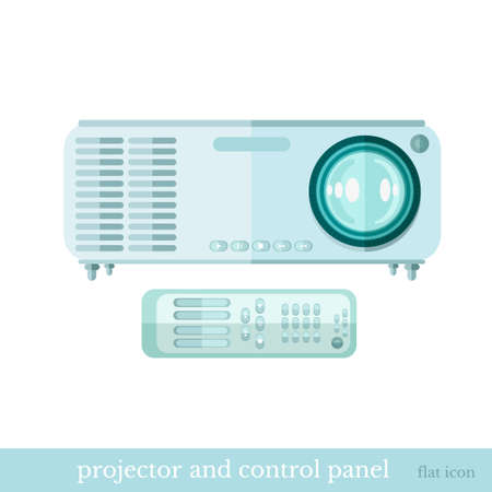 flat icon projector and controle panel object on whiteのイラスト素材