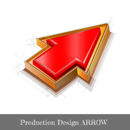 glossy arrow concept sketch prduct design on whiteのイラスト素材