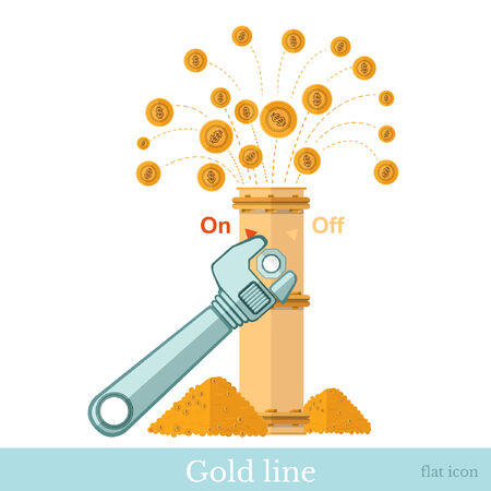 Flat design vector concepts icon of finance and business fountain of coins from pipelineのイラスト素材